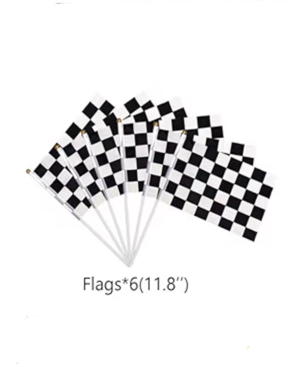 Black & White Checkered Racing Hand Flags - Pack of 6